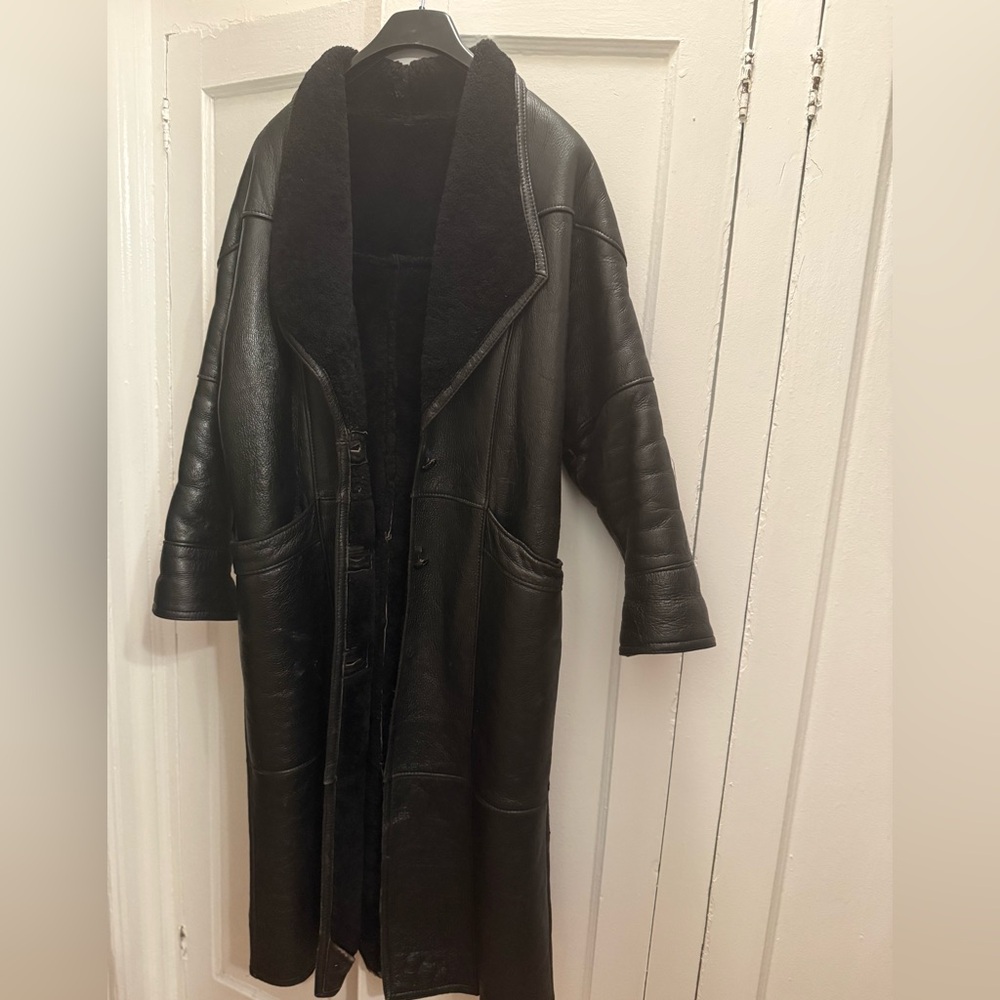 Women's Eduardo Bassoni Genuine Leather Shearling Long Medium Vintage